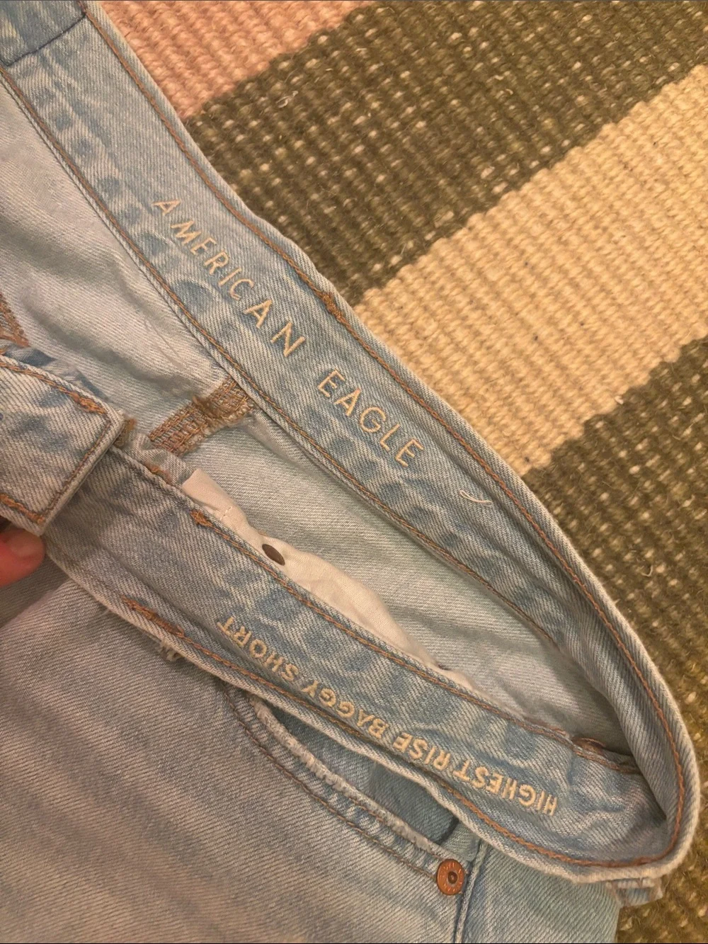 American Eagle Outfitters Light Wash Highest Rise Baggy Denim Shorts